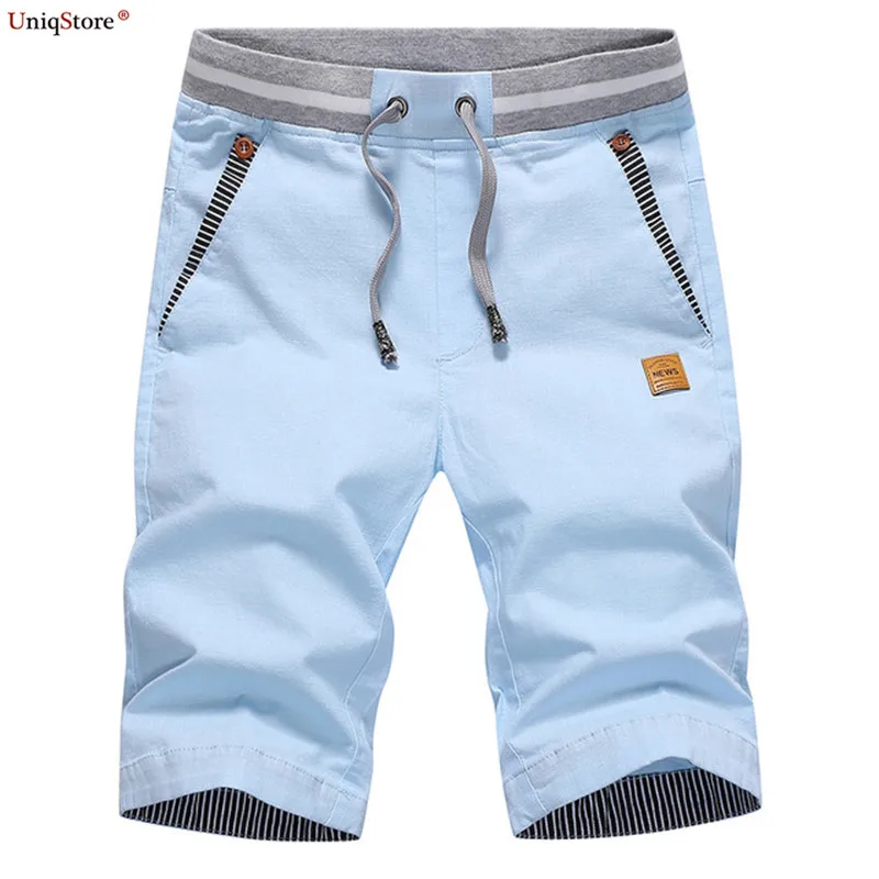 Uniqstore Men's Shorts 2018 Summer New Solid Color Casual Male 4XL Beach Breathable Fashion Elastic Waist | Мужская одежда