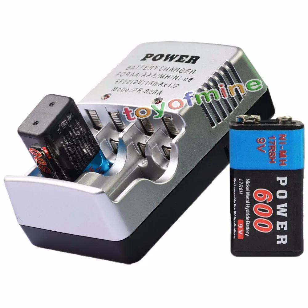 2x9 v 9 volts 600mah power preto ni-mh bateria recarregável pps bloco + carregador eua/ue/au/uk plug adaptador