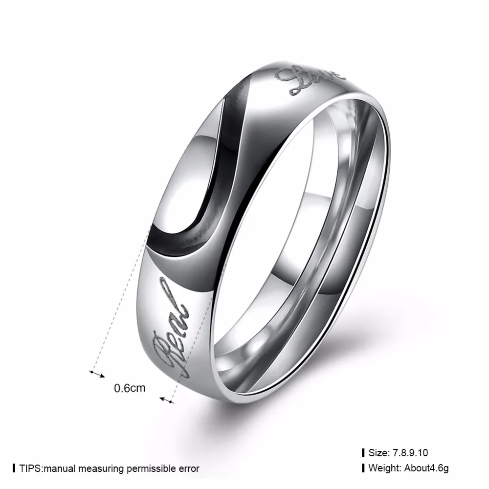 316L титановые стальные настоящие парные кольца Свадебные/обручальные влюбленные