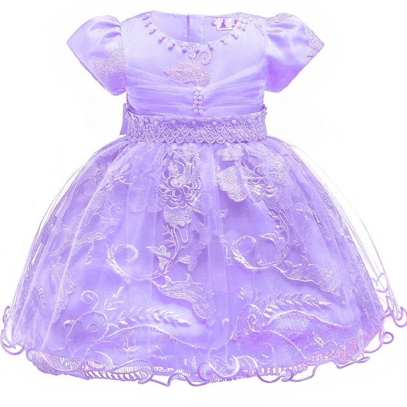 NEW Baby Girl Christmas dress For Girls 1 Year Birthday Flower Dresses For Wedding Princess Baptism Christening Birthday - Цвет: Purple