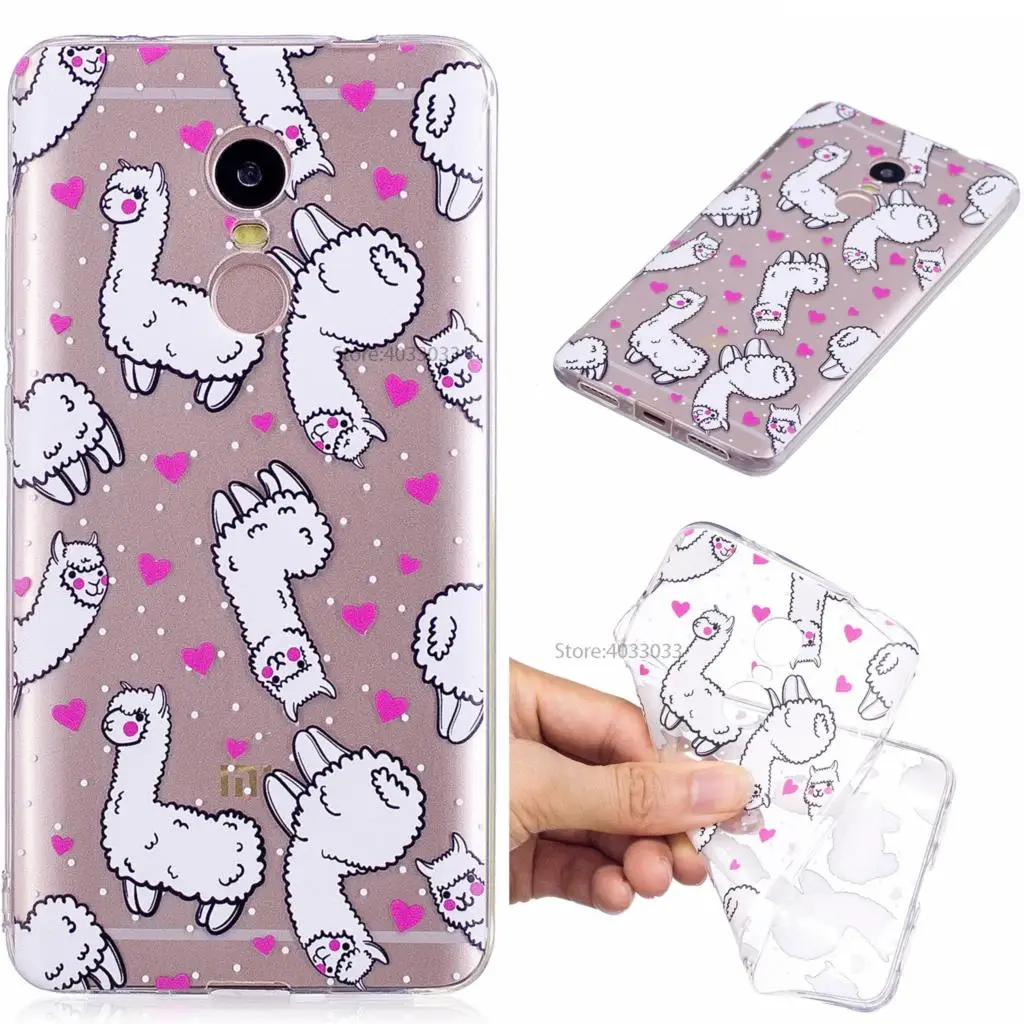 Soft TPU Case for Xiaomi Redmi Note 4 Note4 Transparent Patterned Silicone Cover Phone Red mi |