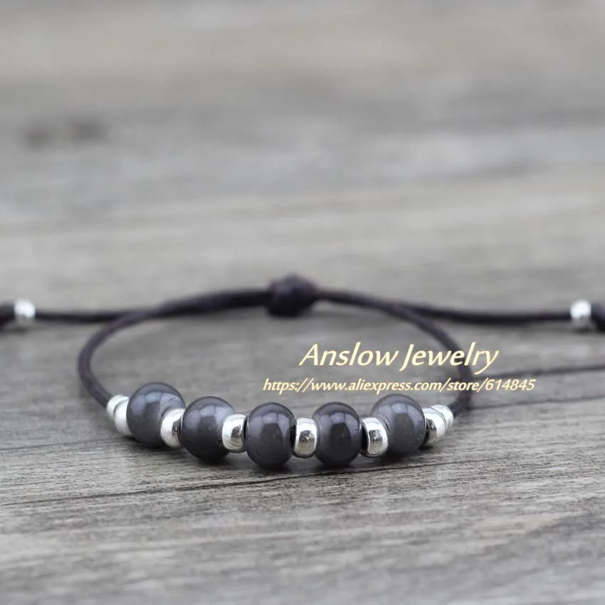Anslow милые трендовые дизайнерские плетеные браслеты Bijoux кожаный веревочный браслет пара браслеты дружбы подарок на день рождения LOW0495LB - Окраска металла: grey