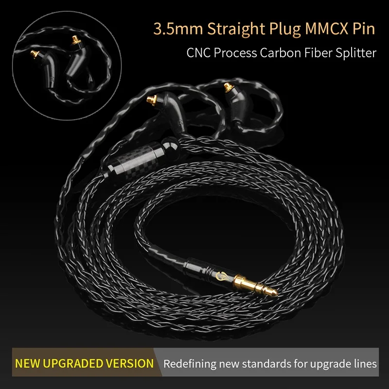MMCX QYFANG 1,2 m 8 ядро с покрытыем цвета чистого 24 каратного золота опорная плита кабель для обновления наушников 3,5 мм разъем MMCX/2Pin/IE80/A2DC разъем для XBA-Z5 A3 UE18 JH16 - Цвет: MMCX