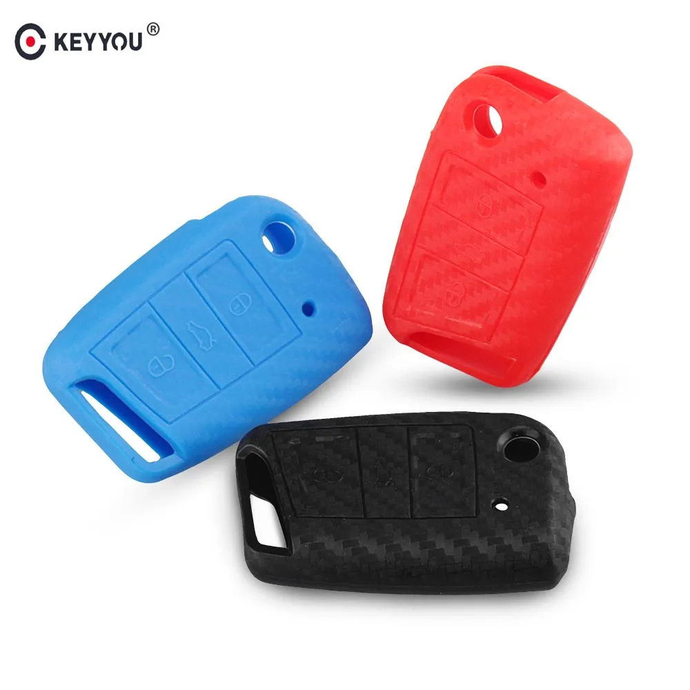 KEYYOU 3 кнопки силиконовый чехол для брелка с ключом VW Polo 2016 Golf 7 MK7 Skoda Octavia Combi A7 SEAT Leon