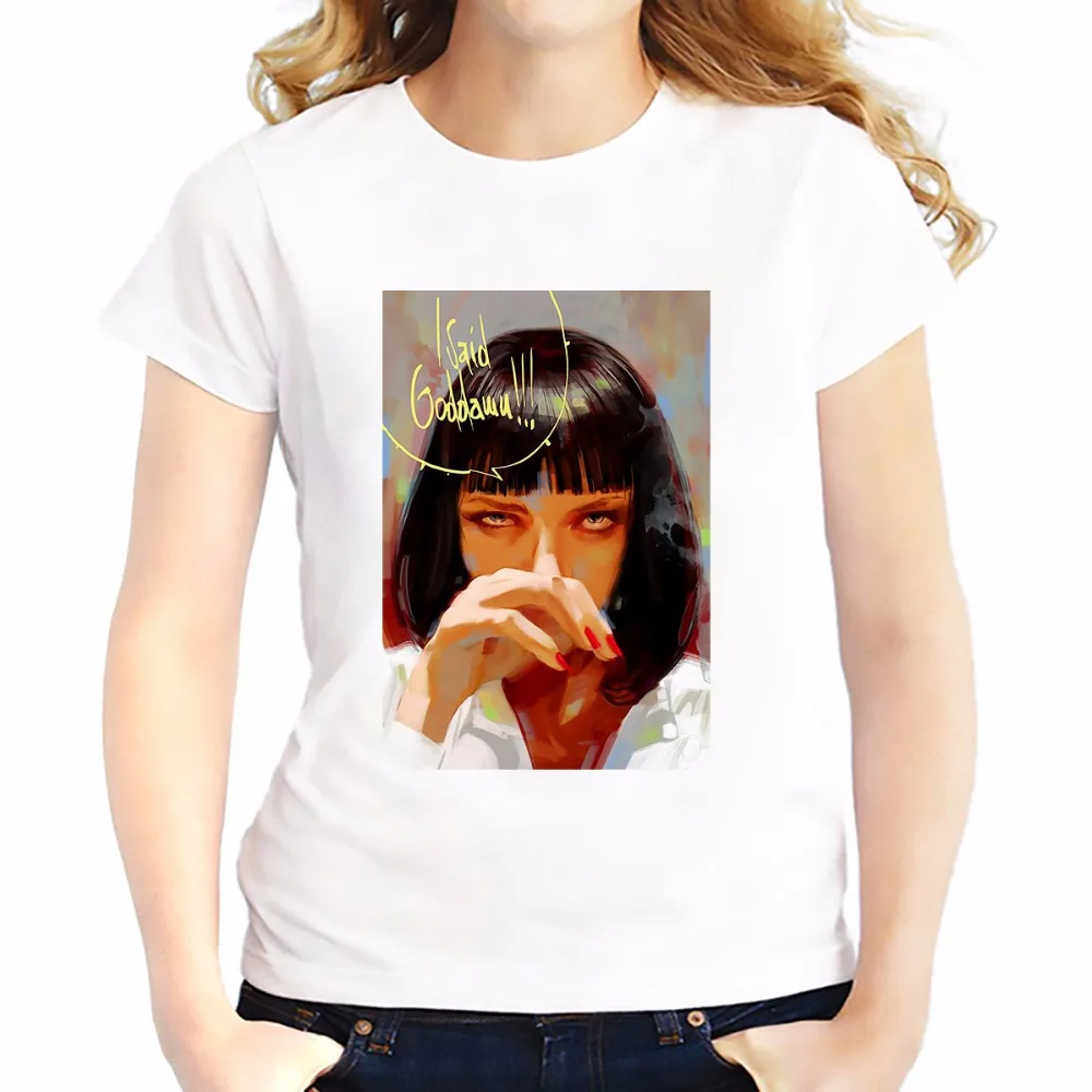 Женская футболка с принтом криминальной фантастики Mia Wallace новые летние белые