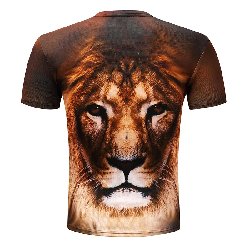 3D футболки с принтом льва мужские коротким рукавом летние топы животными