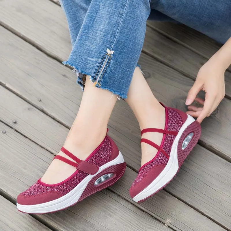 Женские сетчатые кроссовки VTOTA на плоской подошве туфли платформе повседневные