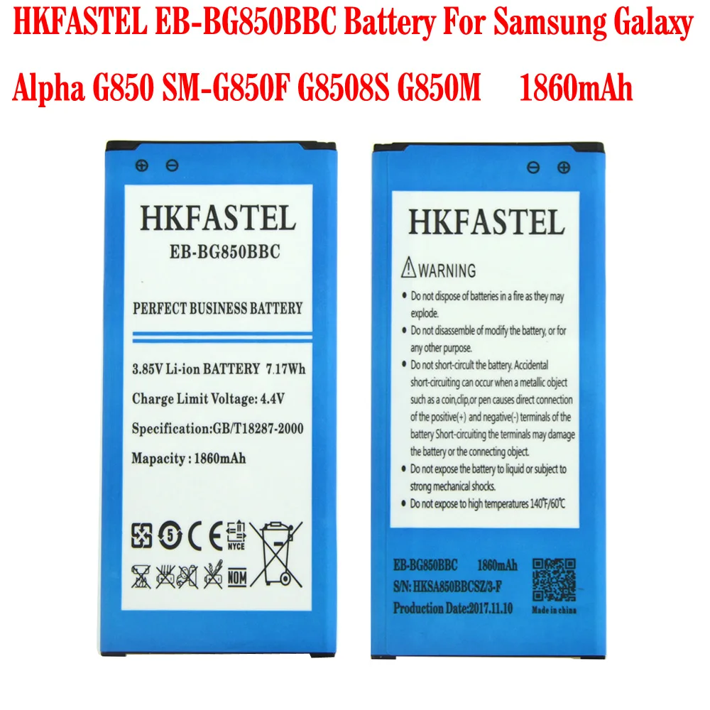 Hkfatel Новый EB-BG850BBC батарея мобильного телефона для samsung Galaxy Alpha G850 SM-G850F G8508S G850M 1860mA |