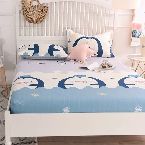 fitted sheet 15 Хлопок синий постельное белье Простыня из эластичной резины матрас замороженная Эльза и Анна постельные принадлежности близнец полный двуспальная кровать «Квин-сайз» Размеры 90/120/140/150/160X200 см - Цвет: fitted sheet 15