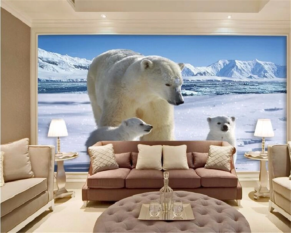 Обои Beibehang на заказ для гостиной и спальни настенные 3d фрески с белым медведем