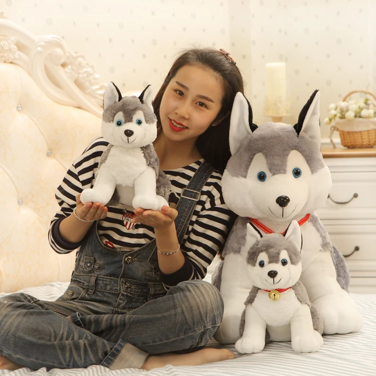 Натуральная Хаски плюшевые игрушки забавные мягкие животные имитация декорация