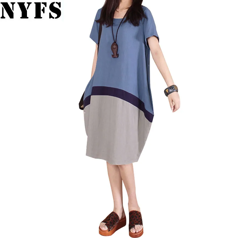 NYFS 2020 летнее платье с коротким рукавом женское винтажное повседневное свободное