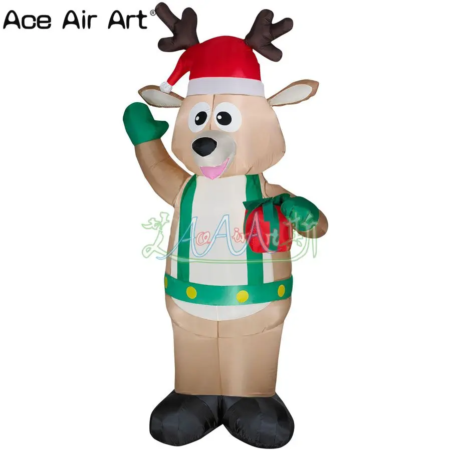 

3m high inflatable Christmas animal model,lighting inflatable Christmas deer with gift for yard decoration
