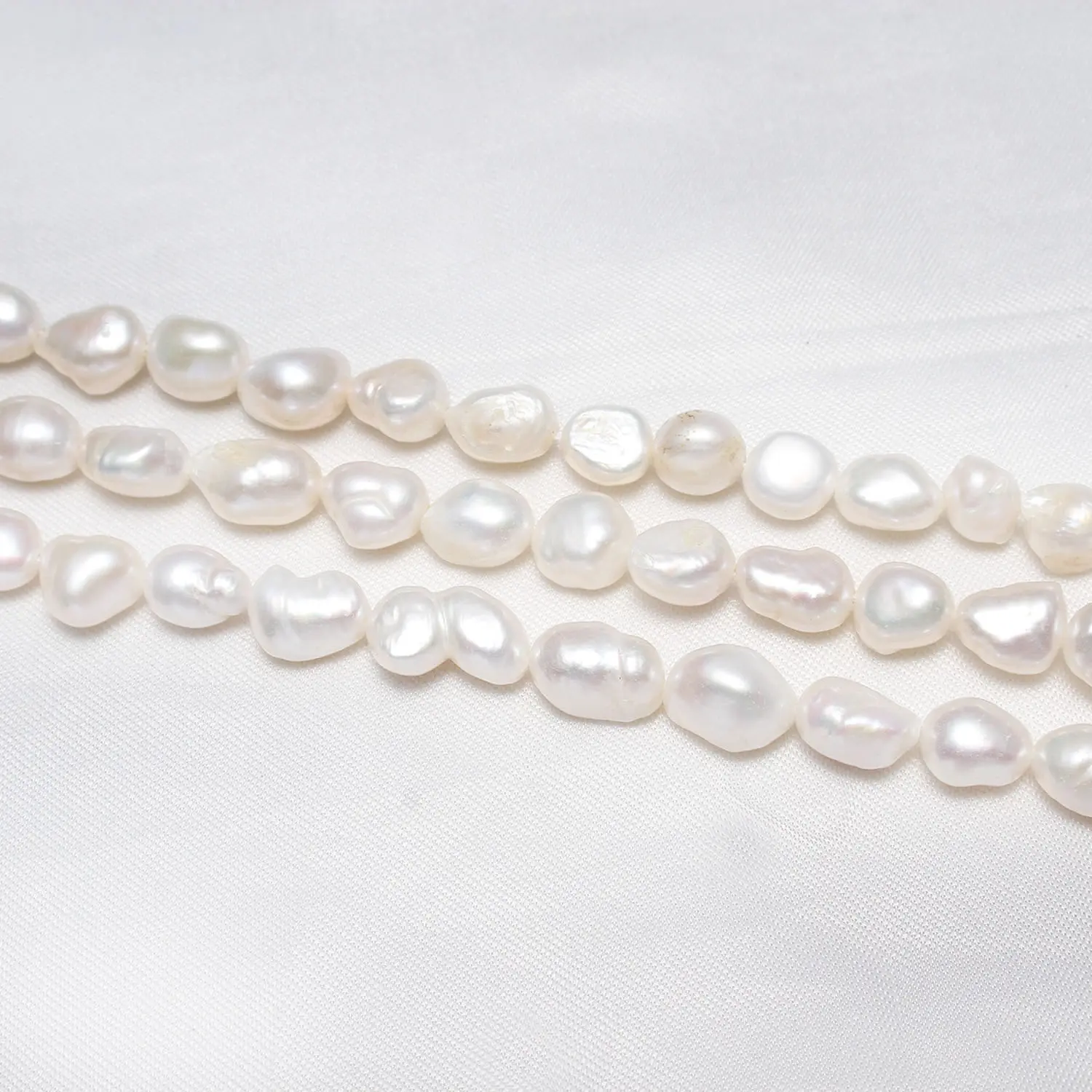 Cultured Baroque Freshwater Pearl Beads Nuggets Natural White 8-9mm Approx 0.8mm Sold Per 15.5 Inch Strand | Украшения и