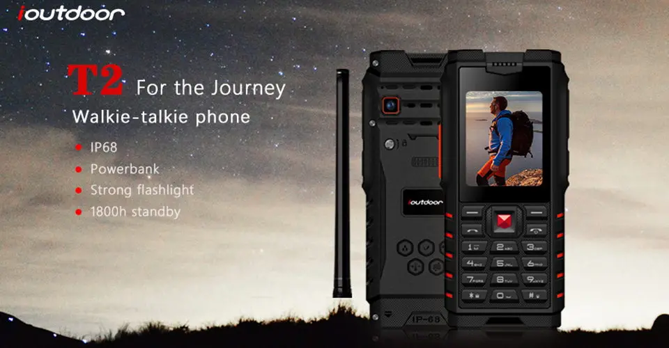 Ioutside T2 прочный телефон IP68 водонепроницаемый ударопрочный морозостойкий Walkie talkie Powerbank фонарик 4500 мАч Русская клавиатура