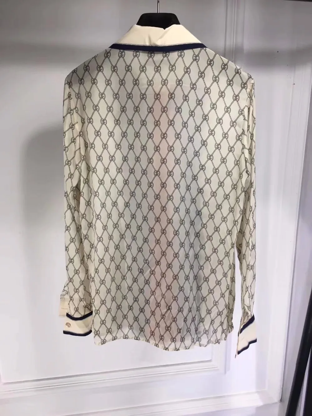 Ромб Клетчатая блуза с принтом Женская шелковый летний топ Повседневный blusa feminina высокое качество roupa feminina Элегантная сорочка