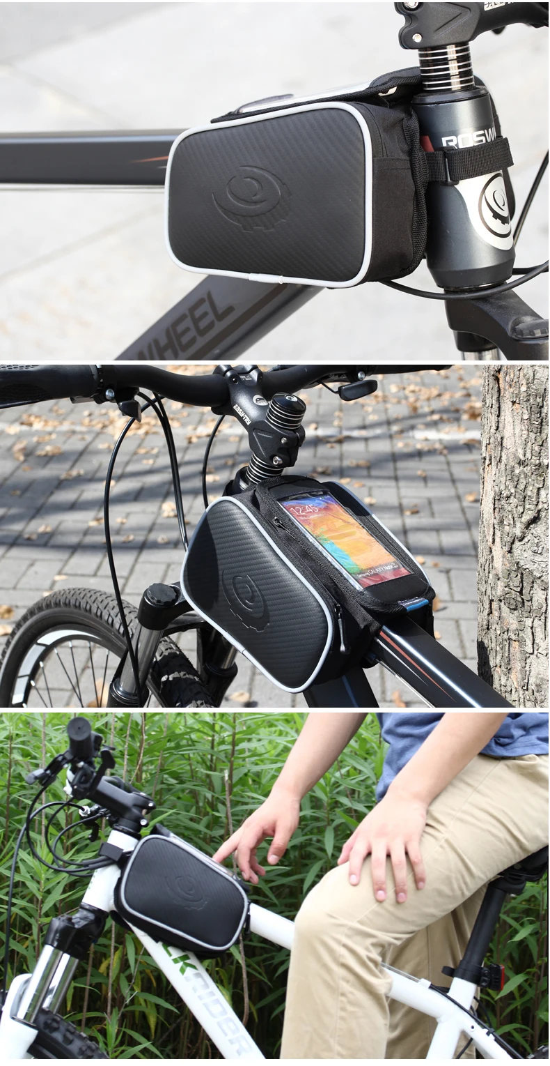 ROSWHEEL велосипедный смартфон Сумка 5,7 дюймов сенсорный экран MTB Дорожный велосипед Велоспорт Топ рамка Труба Паньер 4,8 дюймов