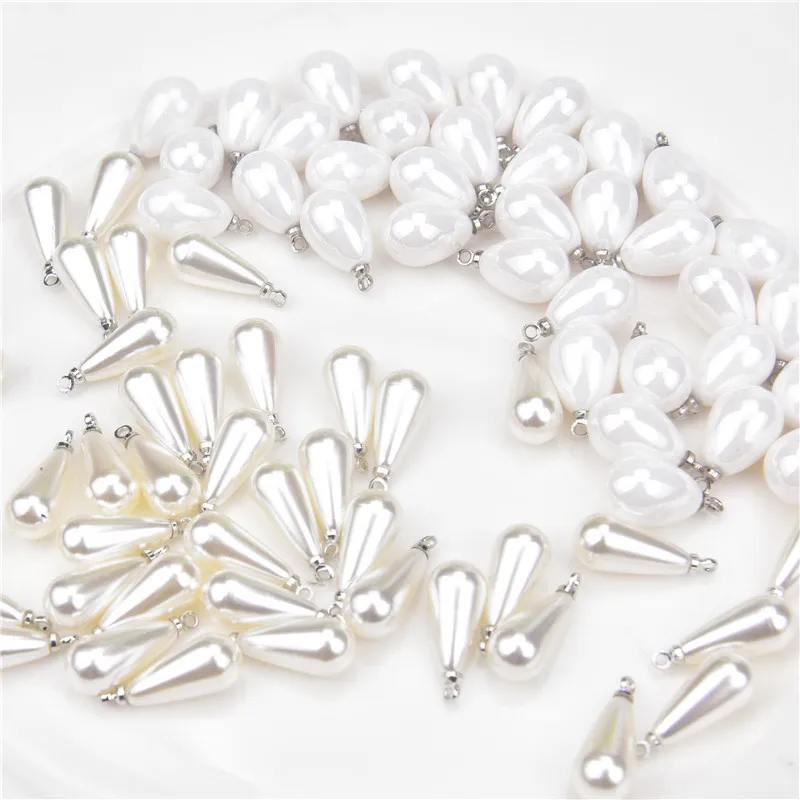 30Pc White Teardrop Pearl Sewing Buttons Pendant Beads For Clothing Accessories Women Clothes Scrapbooking Diy Handmade Material | Дом и сад