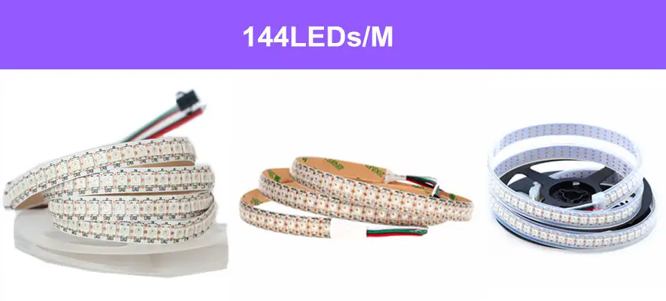 144Leds-1M 0,5-5 м 30/60/144 светодиодный s/M WS2812B полный Цвет светодиодный пиксель полосы встроенный 2812 чип мечта Цвет SMD5050 RGB 5V светодиодный Диодная лента лампа - Испускаемый цвет: 144Leds-1M