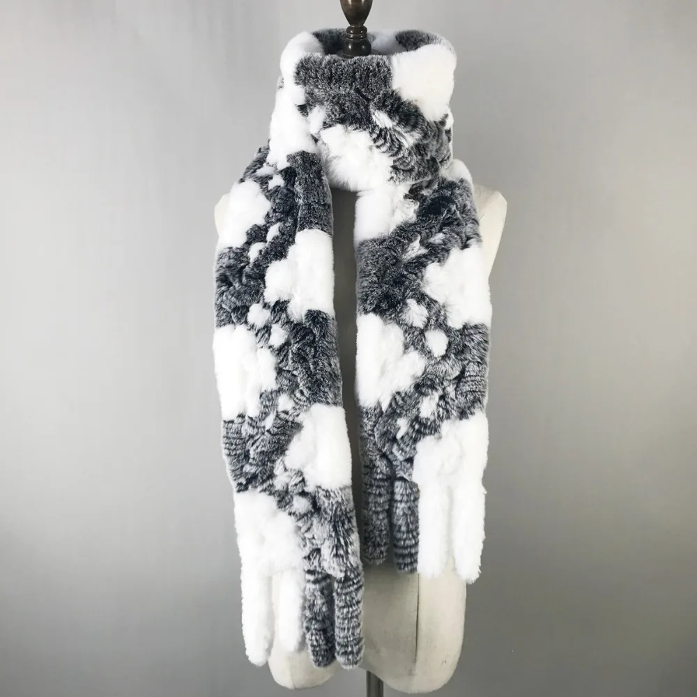 2021 длинные Стиль женский натуральный Лисий мех шарф из меха кролика рекс Мода для