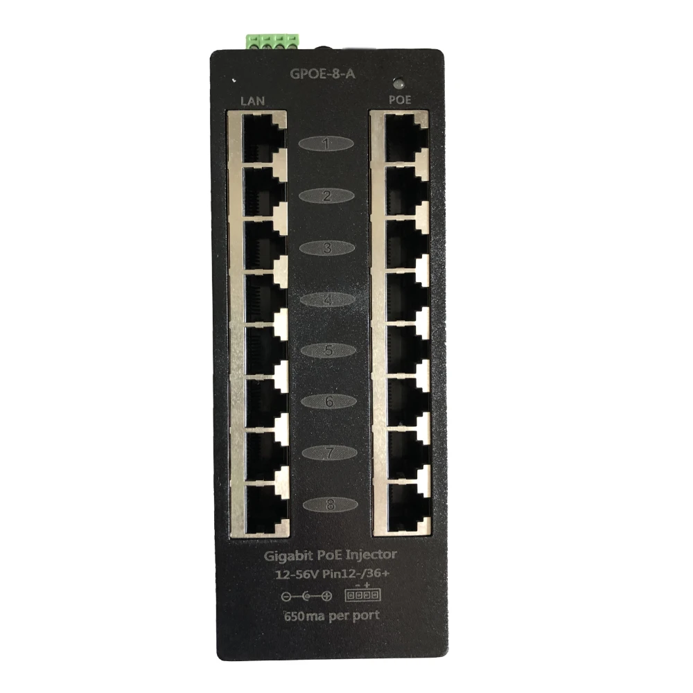8 портов Gigabit Power over Ethernet PoE инжектор для 802. 3af/пассивных устройств 802.3at с 48v60w