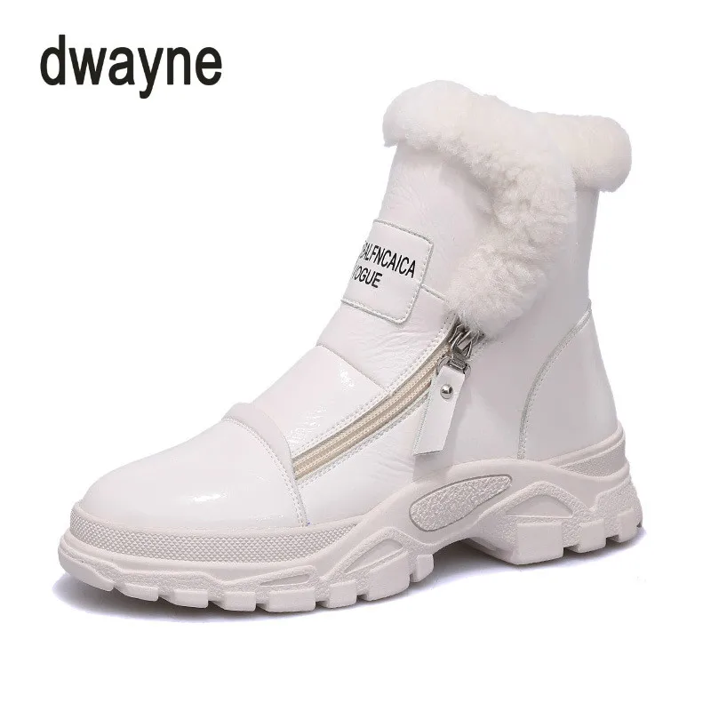 2019 новые модные зимние сапоги из лакированной кожи с кроличьим мехом толстой