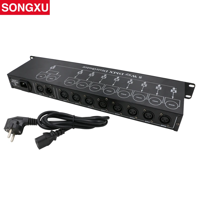 DMX512 разветвитель освещения Φ 8 way DMX распределитель для вращающейся головки par Can