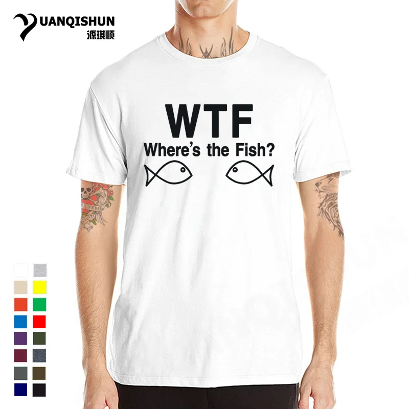 WTF Where's Fish/Забавные футболки футболка с принтом Рыбки Футболки две рыбки лицом