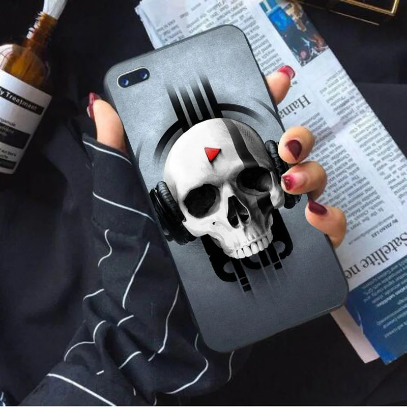 IMIDO Grim Reaper Череп Скелет Капа дизайн черный силиконовый чехол для iPhone Apple 5 6 7 8 5/6s X XS
