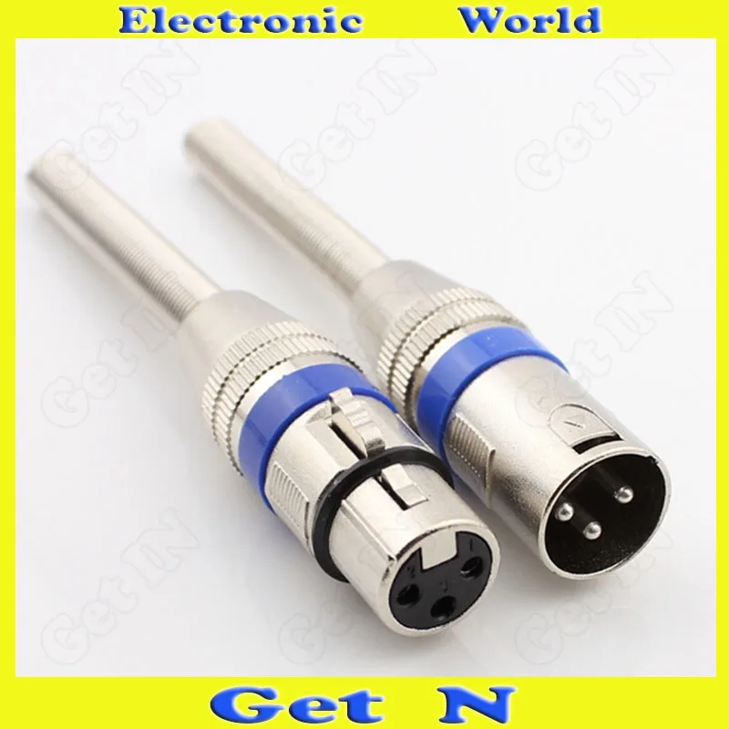 

30pcs Long-Spring 3-Pole Male/Female Cannon XLR Connector Plug with Blue Circle for Karaoke Microphone Cannon Long-Spring