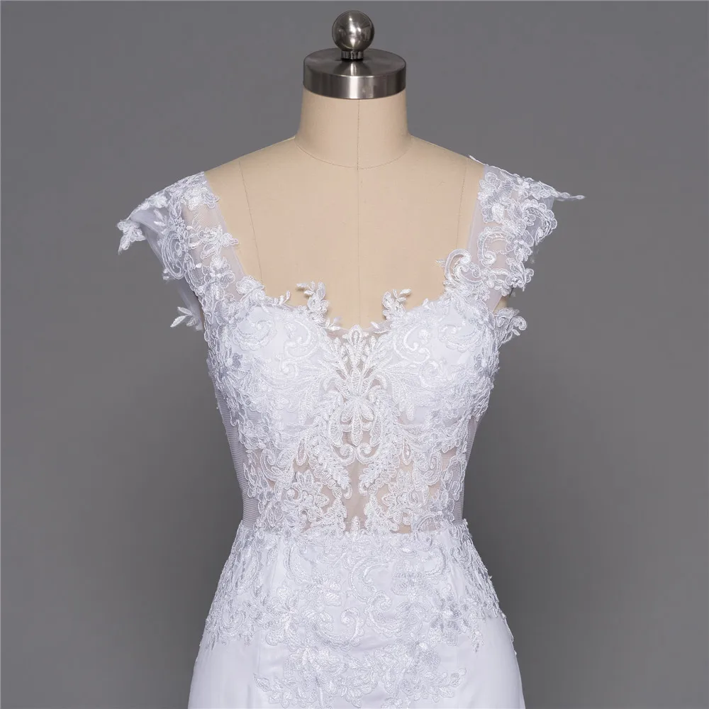 Пляжное свадебное платье Vestido De Noiva Свадебные платья русалки Кепки рукава шифон