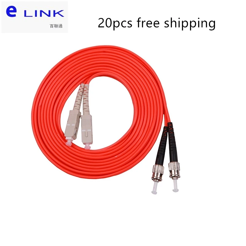 

20pcs SC UPC TO ST UPC fiber optic patchcords duplex Multimode 3.0mm 62.5/125um cable optical fibre jumper free shipping ELINK