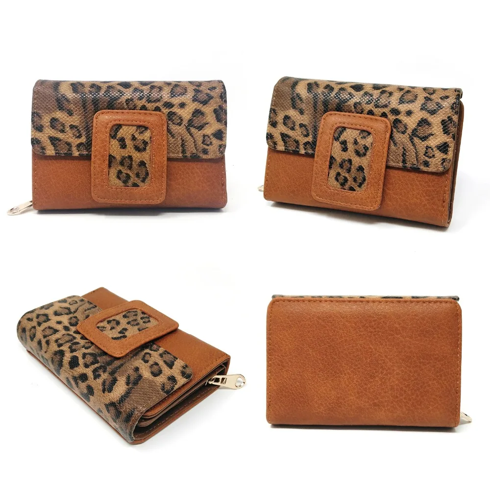 ZIWI Модные леопардовые Для женщин кошелек короткие Роскошные одноцветное