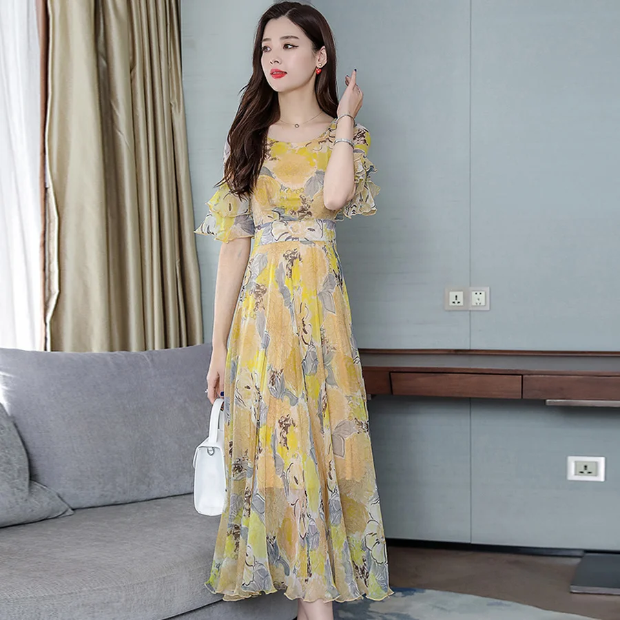 Летнее винтажное платье размера плюс 3XL с принтом летнее в стиле бохо элегантные