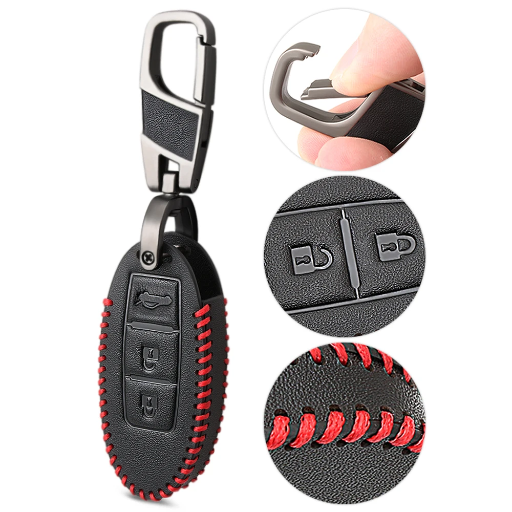 Leather Car Key Covers Case For Nissan Qashqai Pathfinder Versa Tidda Murano Rogue X-Trail Smart Jacket With Keychains | Автомобили и