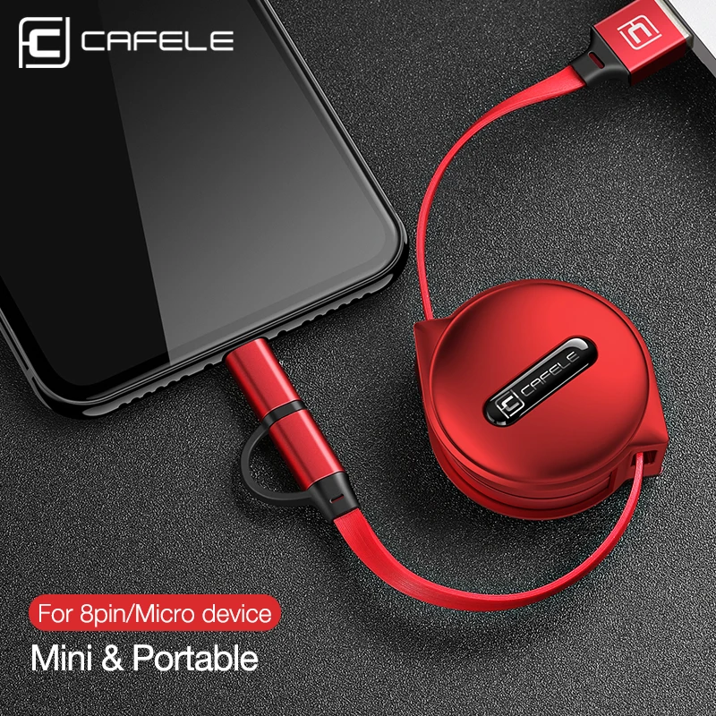 CAFELE 2 в 1 Выдвижной USB кабель для быстрой зарядки для iPhone X Xs Max 8 7 6s plus micro для samsung xiaomi huawei 100 см