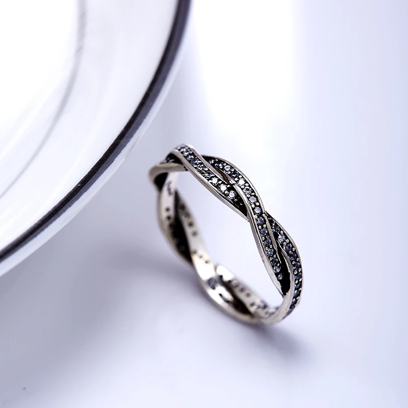 BLITHEYO 925 Sterling Silver Rings Dazzling Elegant Original Braided Crystal CZ Stone For Women Wedding Engagemet Jewelry | Украшения и