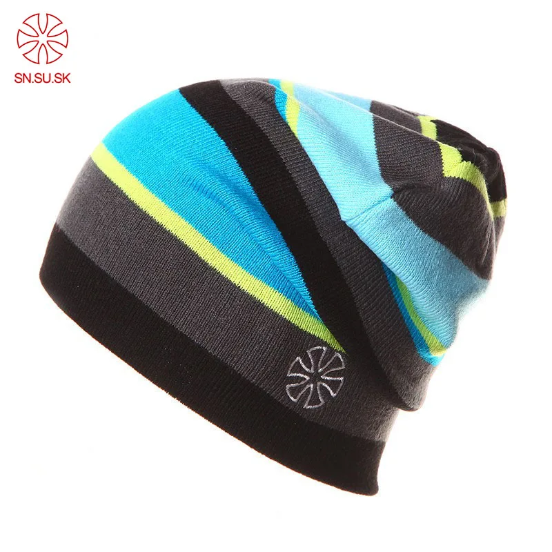 

SU.SN.SK Brand Winter Caps Striped Beanie Winter Hat For Women And Men Beanies Fashion Outdoor Skate Skullies Beanies Ski Hats