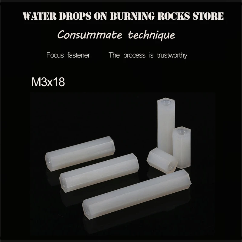 Free shipping M3x18mm M3*18mm Hexagonal flat head double pass nylon column plastic support isolation High quality | Обустройство дома