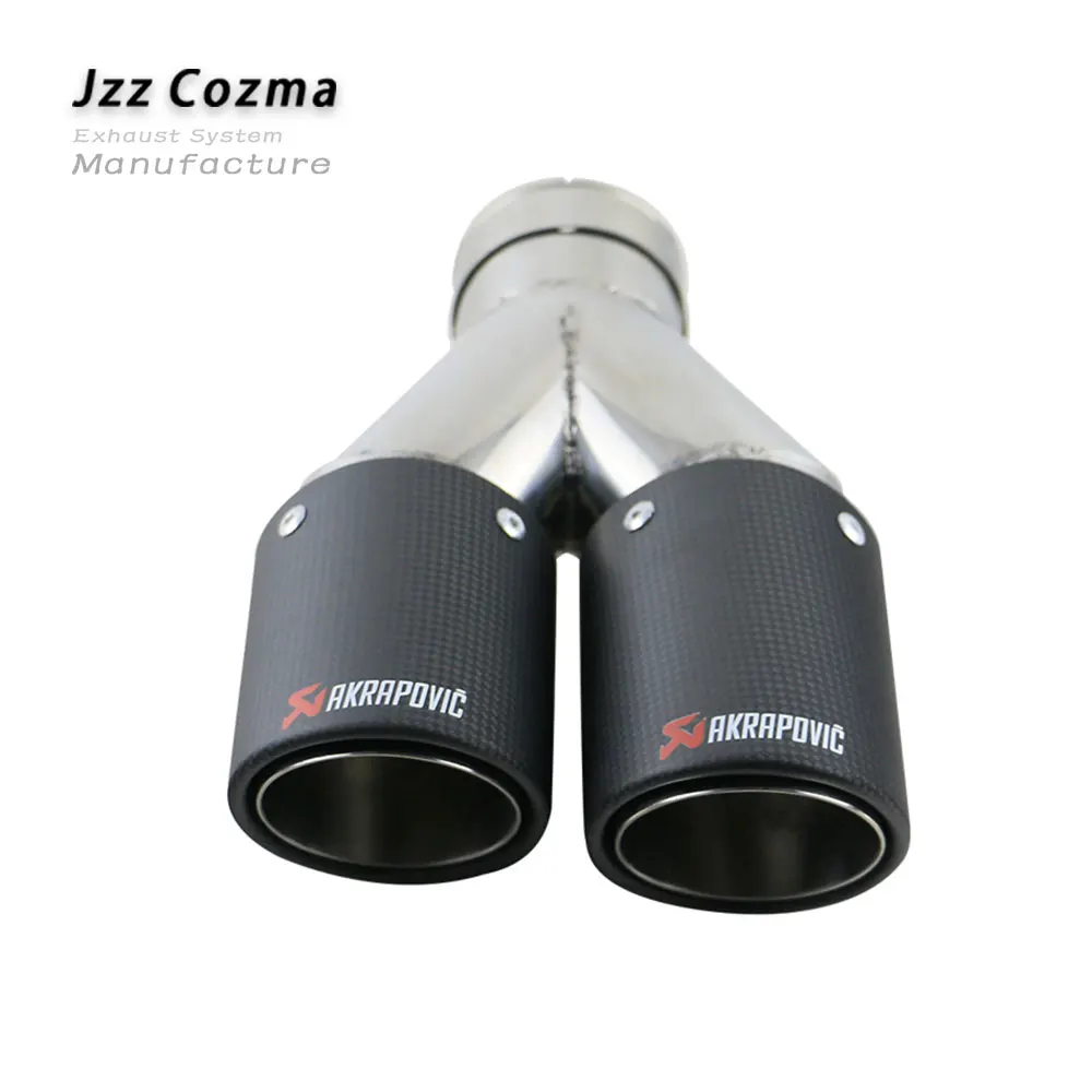 1 шт. akrapovic 2,5 ''Автомобильная выхлопная труба двойной глушитель наклонная рулонная выхлопная труба 4'' из нержавеющей стали автомобильный глушитель - Цвет: U0EW20211c-L-AK