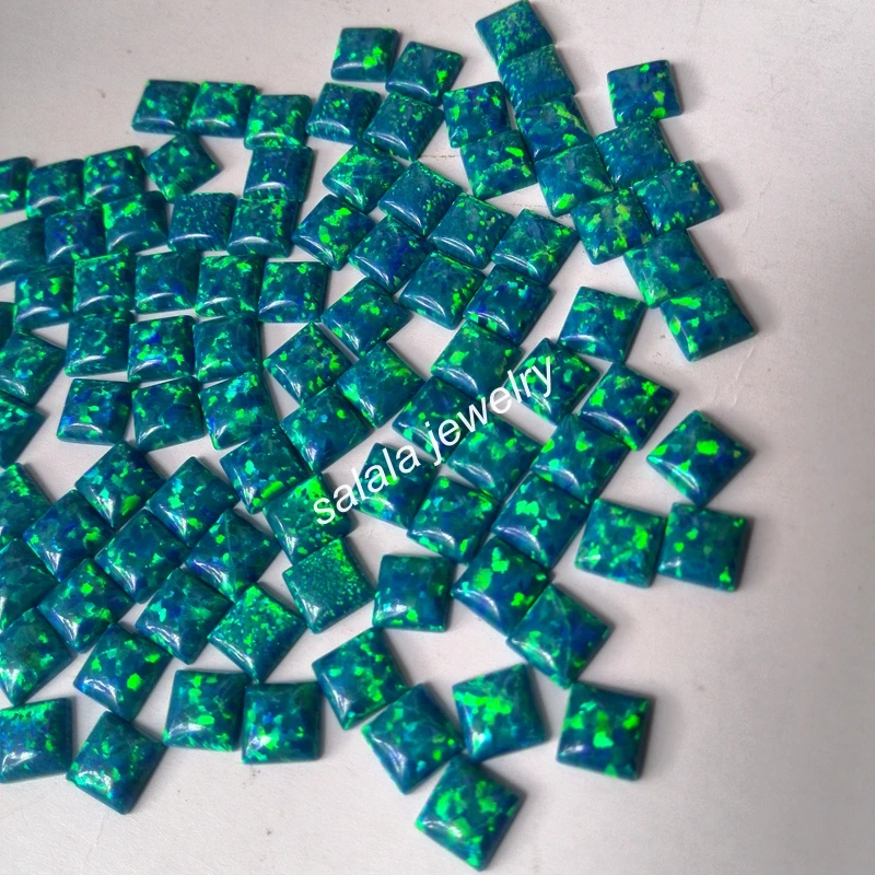 100 шт./лот Бесплатная доставка 5 мм OP36 павлин синий квадратный искусственный опал