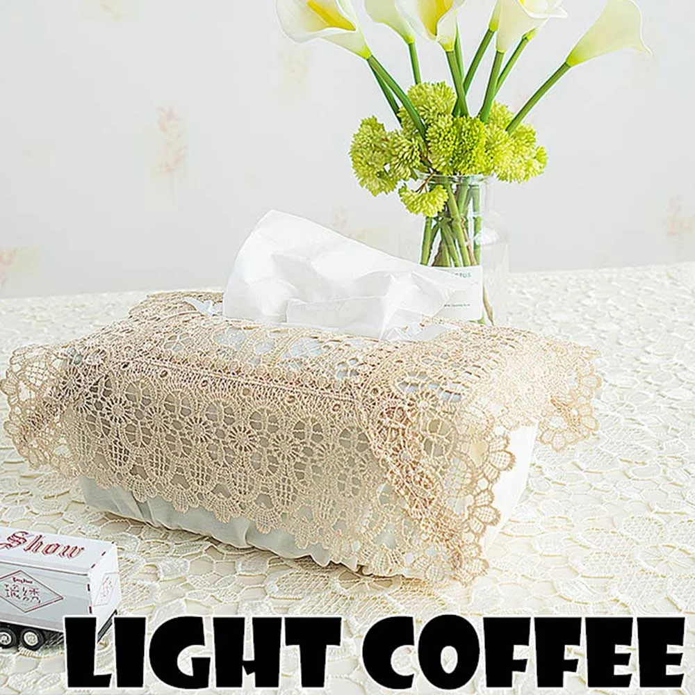 Unique Creative Design Home Household Hotel Table Decorative Embroidered Plaid Elastic Band White Grey Taupe Tissue Box Cover - Цвет: light coffee