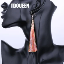TDQUEEN красочные серьги с кисточками Позолоченные Бохо этнические