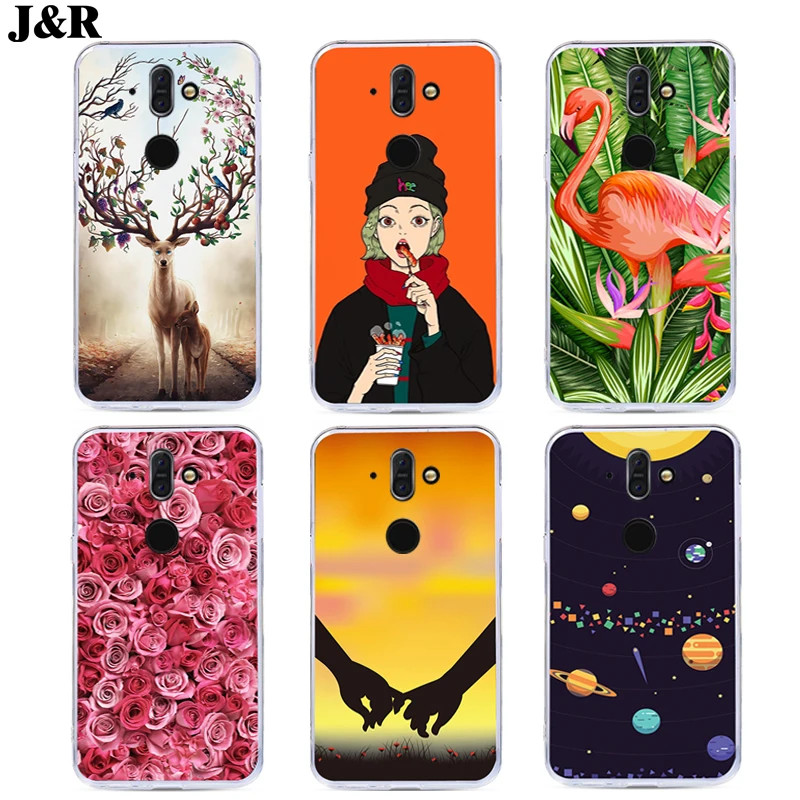 Милый чехол для телефона J &amp R с цветочным рисунком кота Nokia 9 силиконовый узором 8