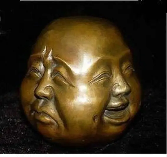 

Редкий китайский Тибет, 4 лица, голова Будды, статуя, украшение из меди, оптовая продажа, украшение из настоящей латуни