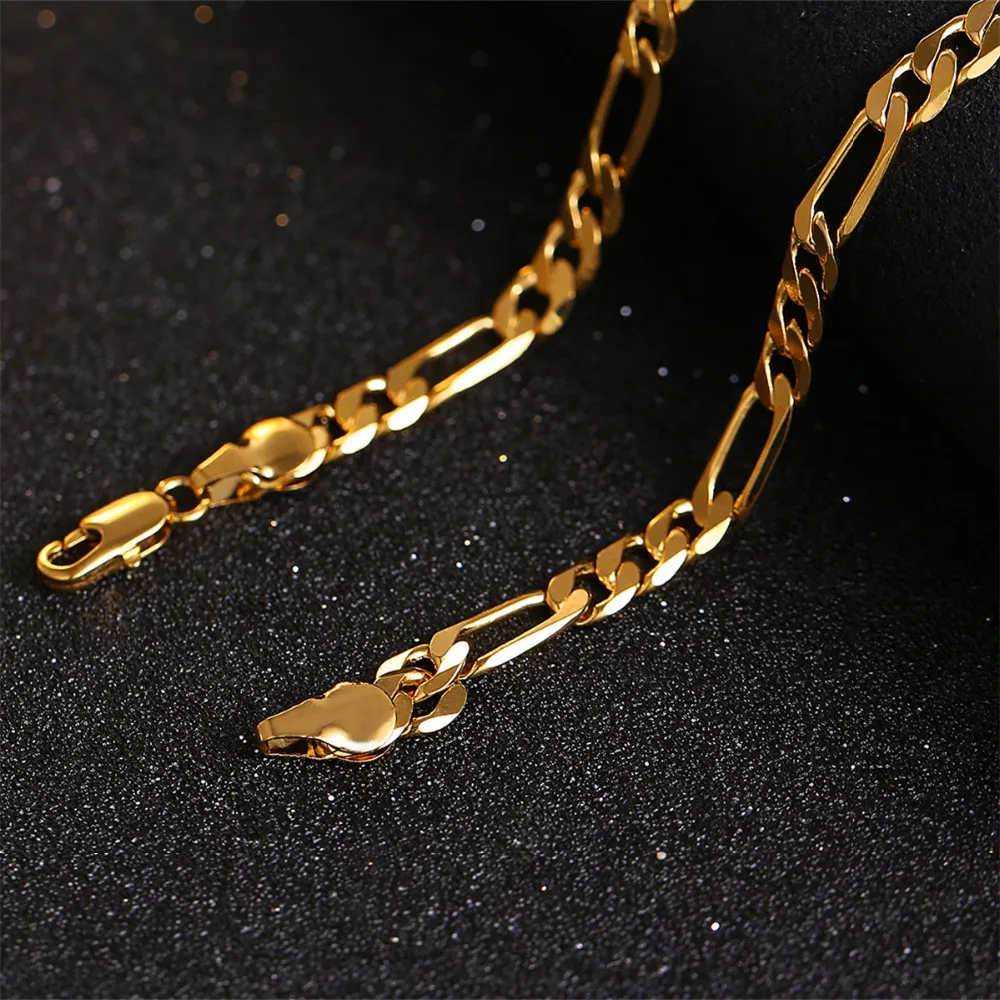 Цепочка из звеньев 24 каратного золота мужское ожерелье с лобстером модное