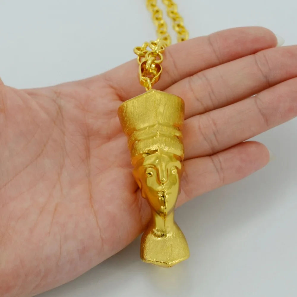 Ожерелье с кулоном Anniyo 3D египетская королева Nefertiti ювелирные изделия цвет золото