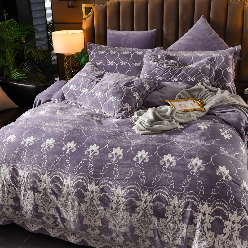Роскошный зимний толстый бархатный фланелевый Комплект постельного белья с