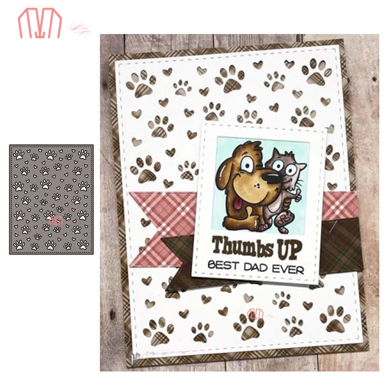Mai Dog Paw Background Metal Cutting Dies Stencils for DIY Scrapbooking photo album Decorative Embossing DIY Paper Cards