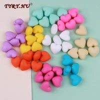 tyry hu 20pc heart silicone beads bpa free kids safe teething toys for diy jewelry making necklacebracelet